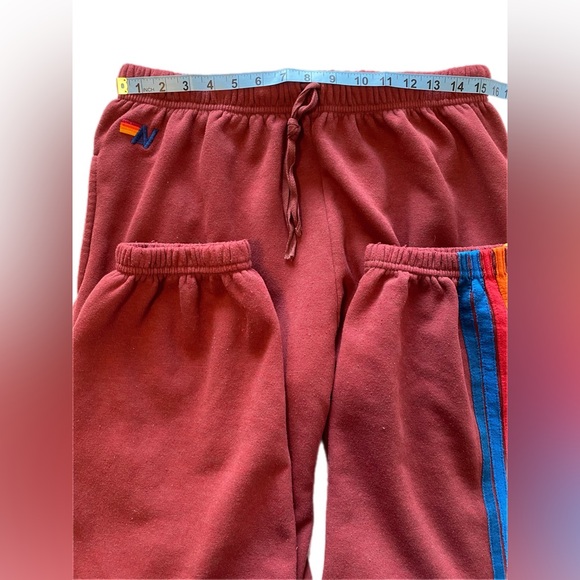 Aviator Nation Burgundy Joggers with Rainbow 5  Stripes XXL - Picture 7 of 15